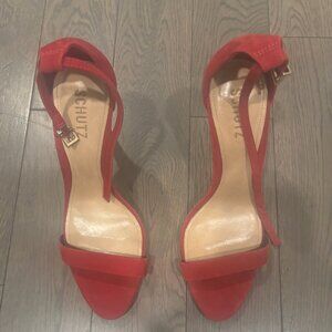 Schutz red suede heels sz 8